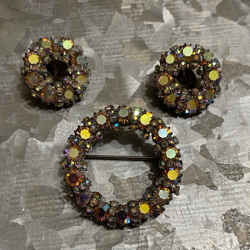 Albert Weiss Multicolor Crystal Brooch Set